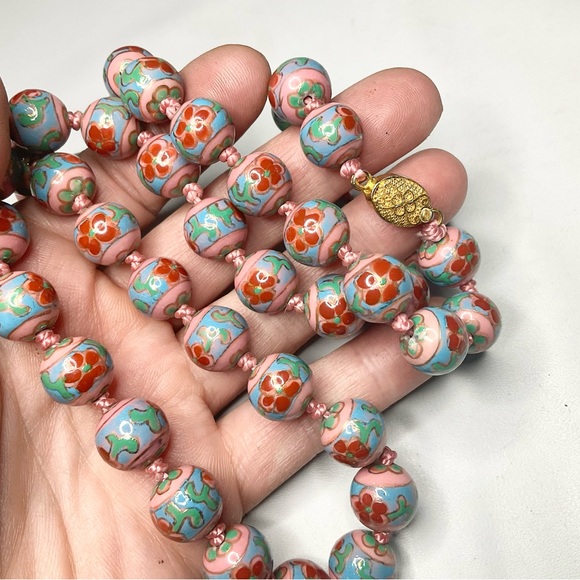 Cloisonne Beads Set Necklace Matching Earrings - Picture 7 of 7